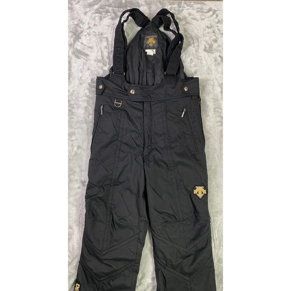 Vintage 80s Descente Ski Bib Men 34 Black Insulated Overalls Gold Alpine Retro - Picture 9 of 16
